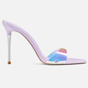 FEMME LA Azucar Slipper in Lavender Stiletto Heels New In Box with Duster